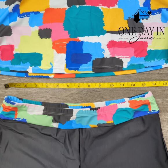 Tempt Me Strappy Back Boy Short Tankini Swimsuit Size L - Picture 5 of 6